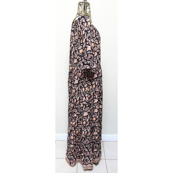 Natalie Martin Mesa Sweet Autumn Brown Floral Ruffle Silk Maxi Dress Small - Picture 2 of 4